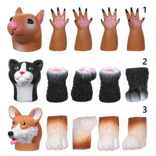 WONDERFUL Kids Toys Hand Puppet Vinyl Props Finger Dolls Animal Cat Squirrel Dog Washable random combination