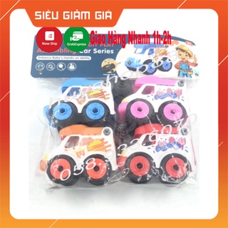 SIÊU GIẢM GIÁ -  Đồ chơi lắp ráp xe hơi - Túi 4 xe hơi và dụng cụ tháo rắp cho bé - JM003A