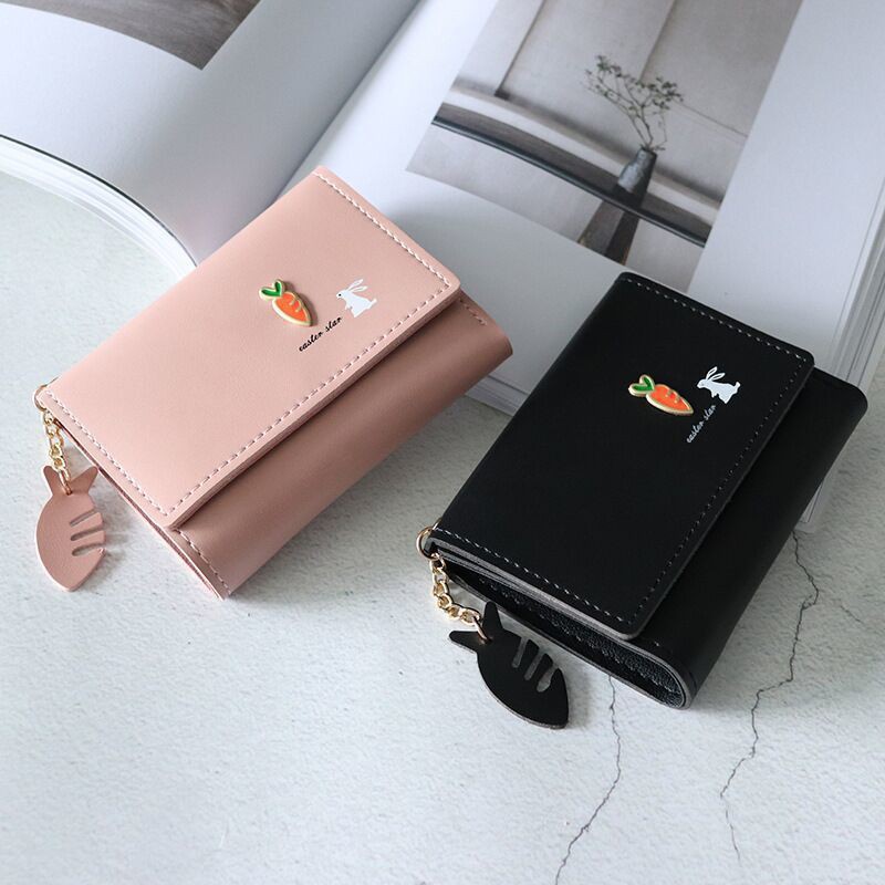 Ví nữ mini cầm tay nhiều ngăn học sinh con thỏ cà rốt HANOCO VN02