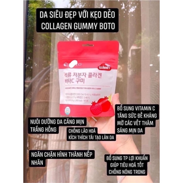 Kẹo Dẻo Collagen Lựu Đỏ Dưỡng Da Sáng Mịn Boto Collagen Gummy kẹo dẻo collagen, kẹo collagen Hàn Quốc - Ảnh 3