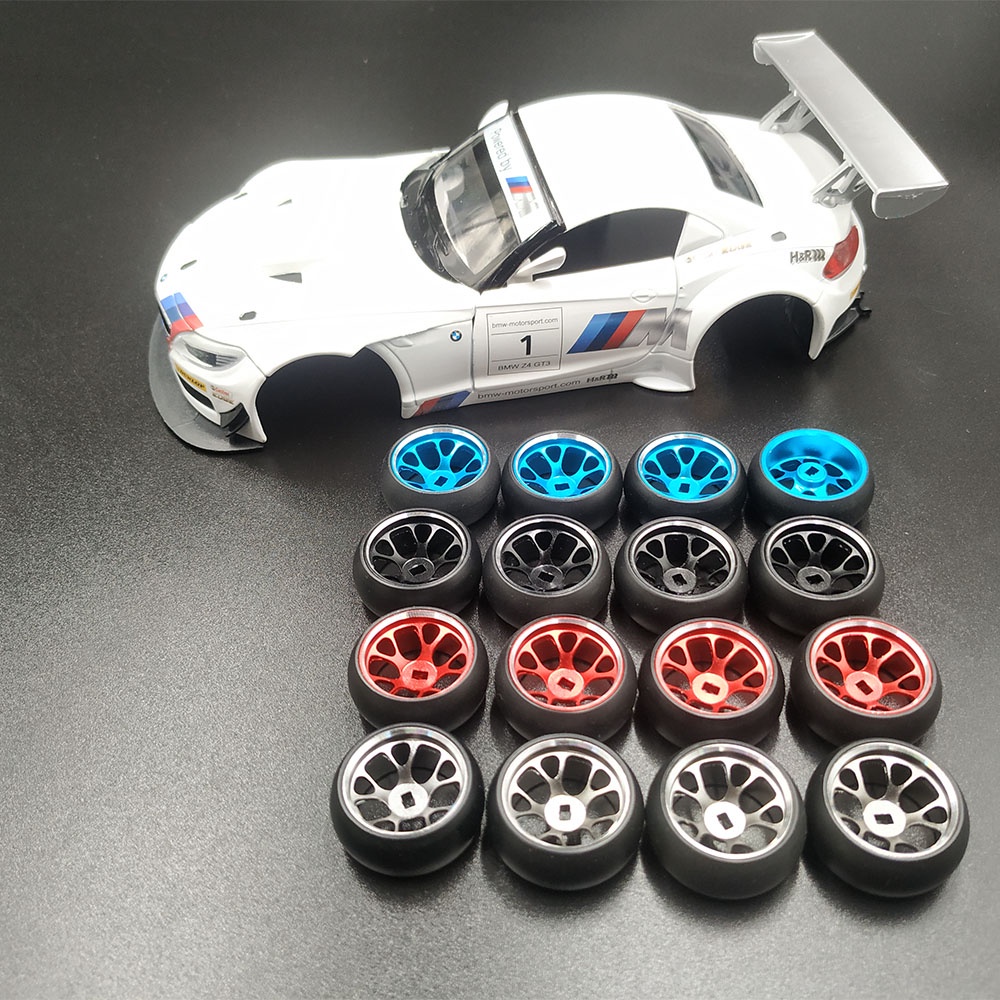 Bộ 4 Bánh Xe Kèm Lốp Xe Bằng Hợp Kim Dành Cho Mô Hình Xe Điều Khiển Từ Xa 1/28 Wltoys K969 K989 P929 kyosho - Ảnh 3