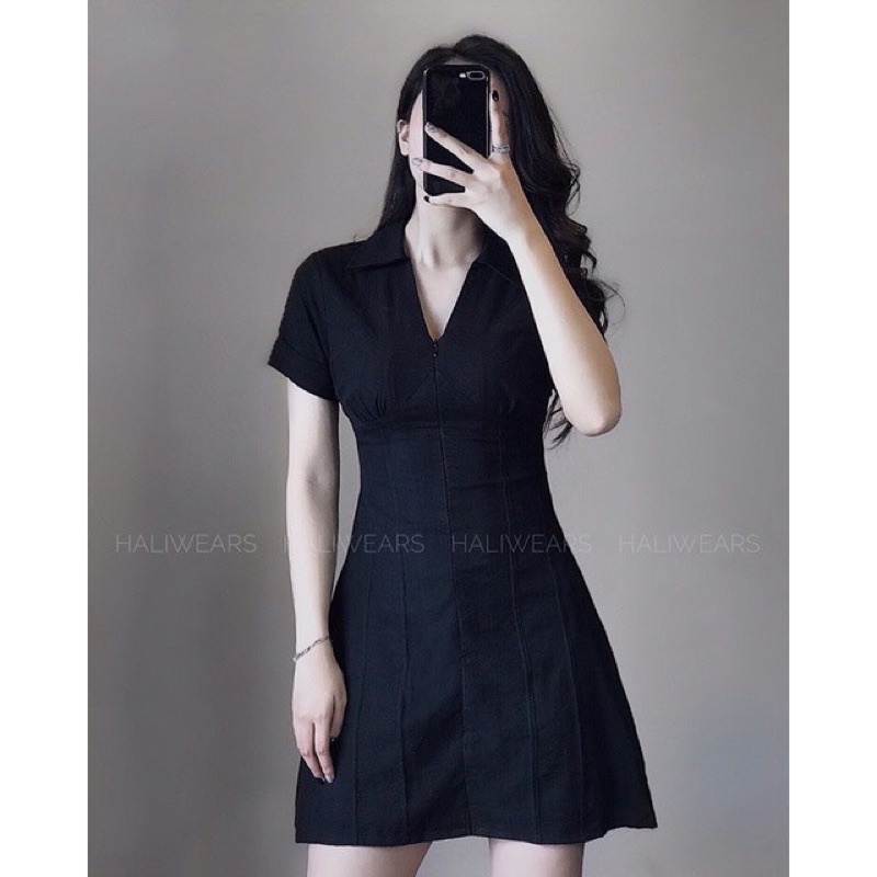 Váy Sơ Mi Khoá Kéo Cổ Đức Đũi Nhật Siêu Nữ Tính Có Bigsize 188