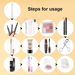 LAMEILA bo?? trang đie??m 13 sản phẩm Son môi+Mascara+kẻ mắt+Bàn chải trang điểm+Chất lỏng concealer+Lông mi clip+Lông mày dao