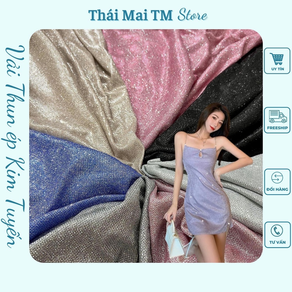 Vải Thun ép kim tuyến,may đầm body,đầm sự kiện sang trọng TháiMaiTM