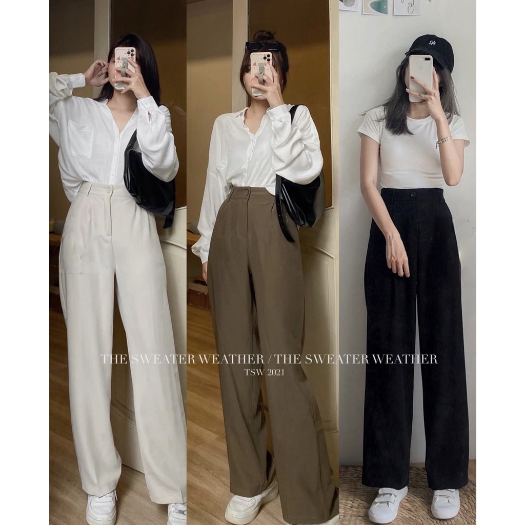 Quần culottes ống rộng nữ suông dài chất ruby cao cấp cài cúc Quansuong213 - Ảnh 2