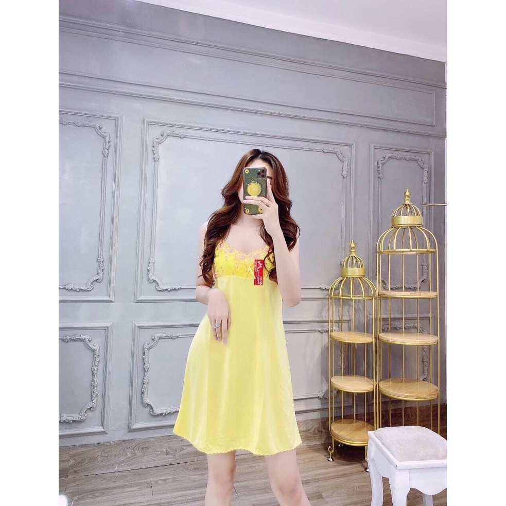 Đầm Ngủ Thun Lạnh Mặc Nhà Đầm Mặc Nhà Nữ 2 Dây Phối Ren - Ảnh 4