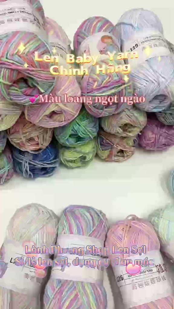 Len Baby Yarn Màu Loang Chính Hãng, Siêu Mềm Mại - Ảnh 2