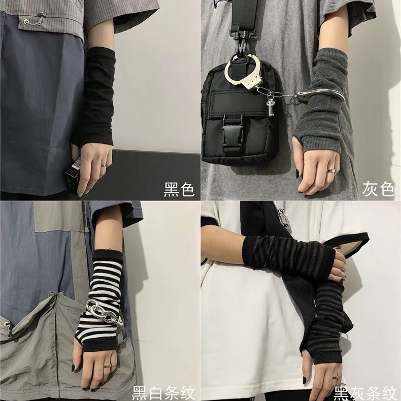 Găng Tay Len Lông Cừu Mỏng Màu Đen Phong Cách hip hop Hàn Quốc Cho Nữ