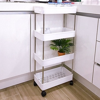 Kệ Để Đựng Đồ Đa Năng 4 Tầng - 3 TẦNG Thanh Inox - Giá Nhựa có lỗ Cao cấp màu trắng