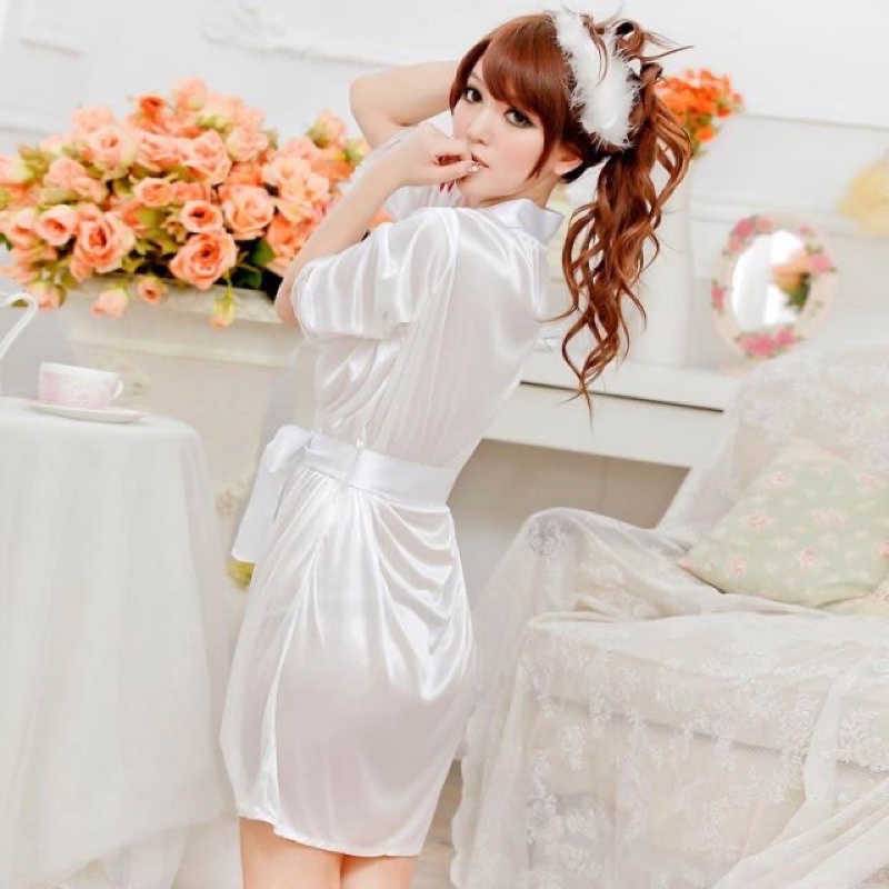 Tặng kèm chip - Áo choàng ngủ satin kiểu kimono AC55 - Ảnh 4