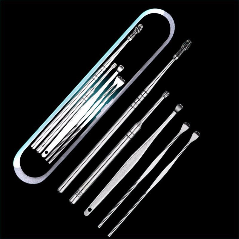 Bộ 5 Dụng Cụ Lấy Ráy Tai iNox Hộp Nhựa