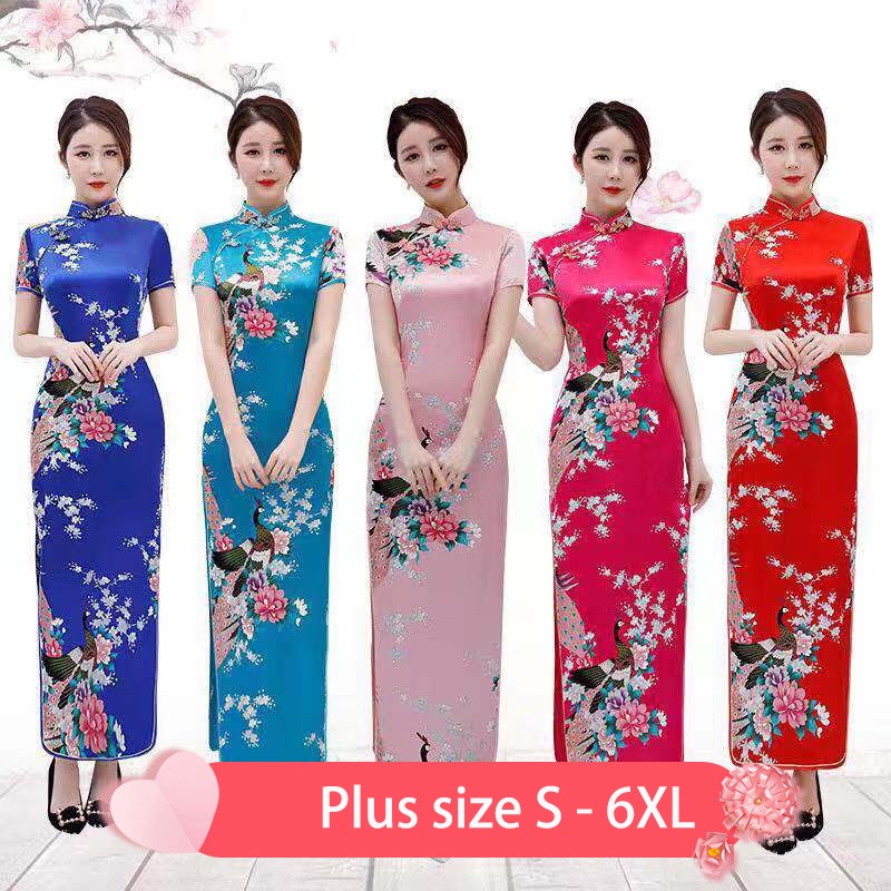Đầm sườn xám trung hoa tay ngắn S-3XL thời trang cho nữ GS0009