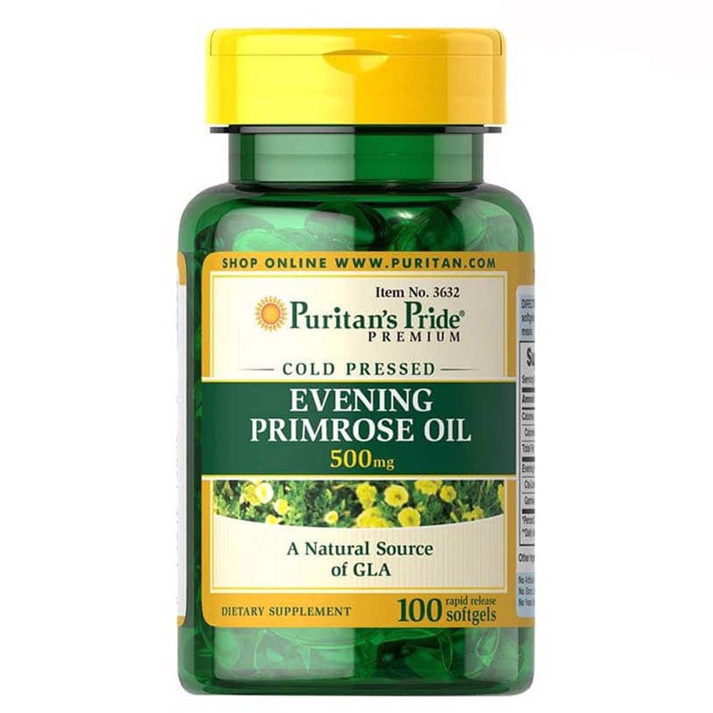 Viên Uống Giảm Mụn Nội Tiết, Cân Bằng Nội Tiết Dầu Hoa Anh Thảo Evening Primrose Oil 500mg-1000mg Puritans Pride