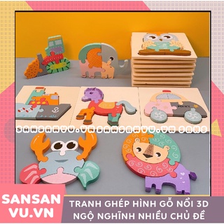 Tranh ghép hình 3D bằng gỗ nổi ngộ nghĩnh cho bé - GIÁO CỤ MONTESSORI