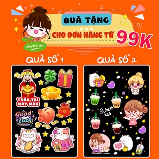 Decal trang trí quán nước hình ly Trà sữa trà dâu, sinh tố, cà phê,rau má,trà sữa,Sticker,dán tường, tủ, kính,in theo yc