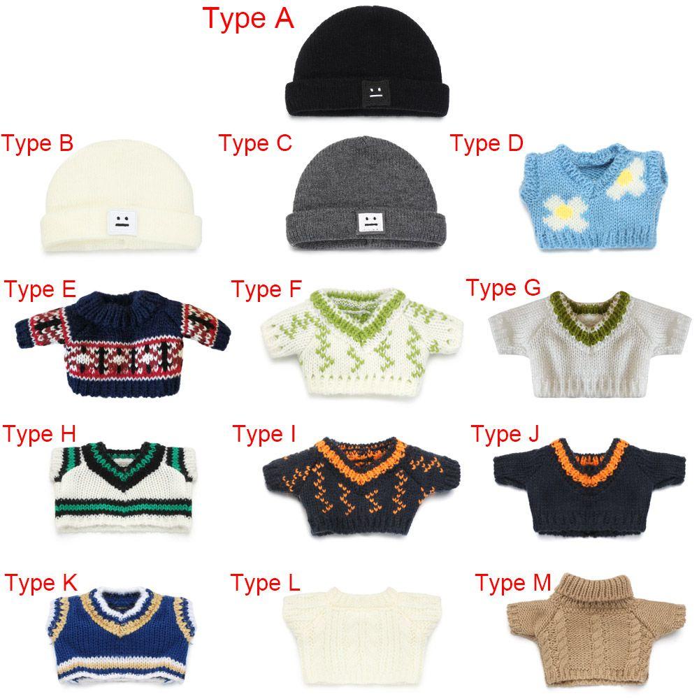 outfit doll 20cm Quần áo búp bê Dệt kim áo len vest Bông mũ Phụ kiện búp bê