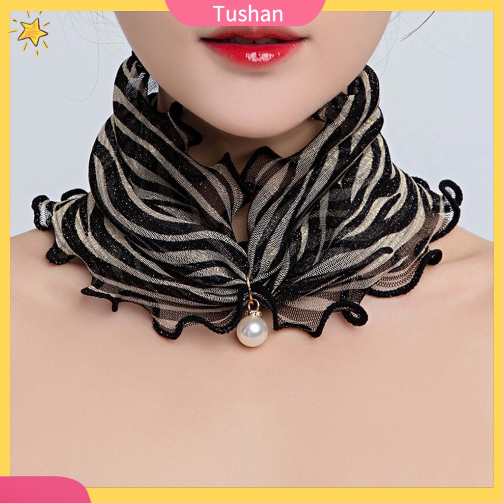 Khăn choàng cổ đính ngọc trai giả thời trang cho nữ - Ảnh 4