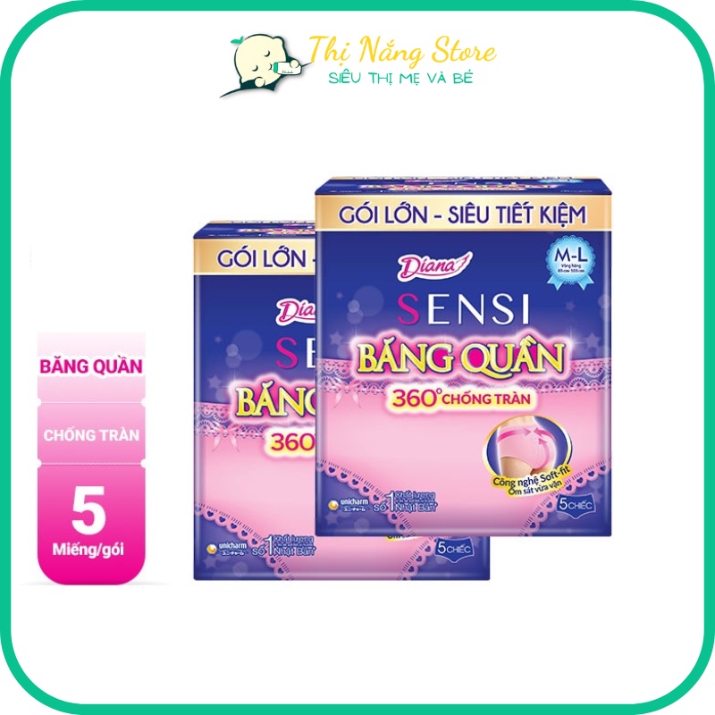Gói 5 Miếng Bỉm Quần Cho Mẹ Sau Sinh, Tã Quần Băng ban đêm dạng quần Diana size M-L vòng hông 85-105cm Thị Nắng Store