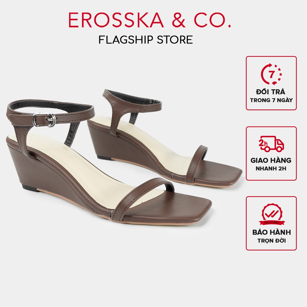 Erosska - Giày sandal đế xuồng quai mảnh dáng sang mang nhẹ màu trắng - XE001