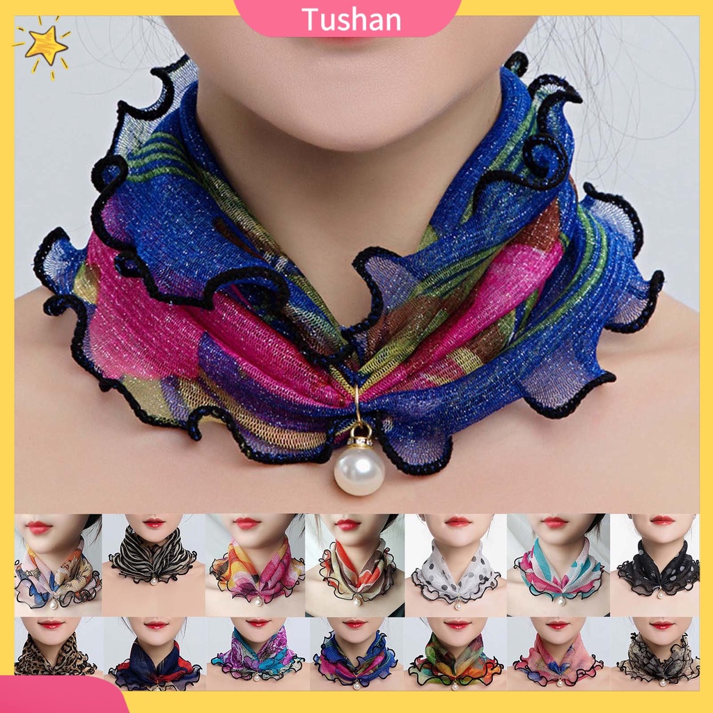 Khăn choàng cổ đính ngọc trai giả thời trang cho nữ