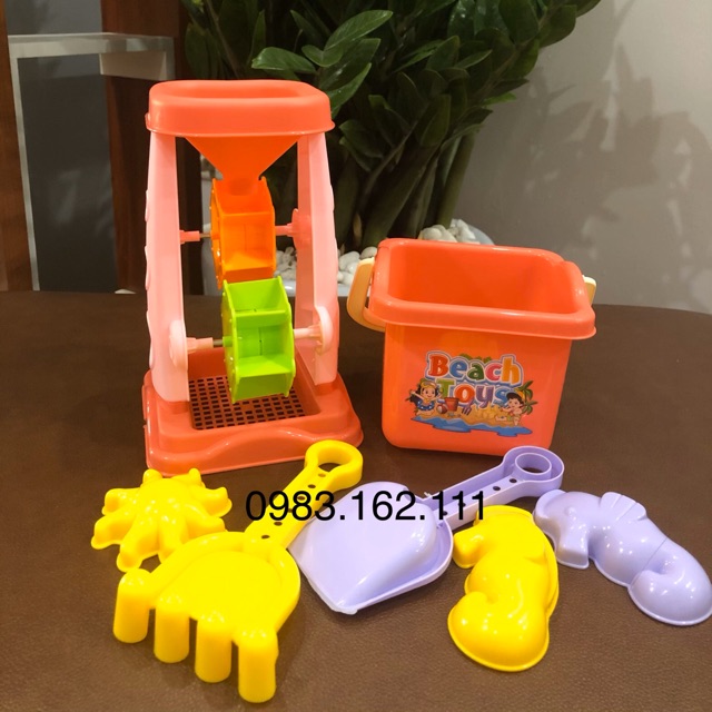 Bộ guồng cát kèm xô cho bé chơi xúc cát hạt muồng