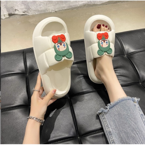 Dép bánh mỳ nữ, dép quai ngang HOẠT HÌNH CHUỘT, MÈO, GẤU siêu đáng yêu- 2 màu đen kem
