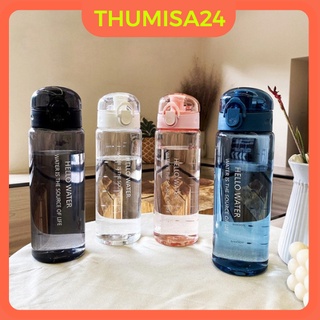 Bình nước thể thao, bình nước hello water trong suốt 780ml nhựa trong suốt cao cấp hello water