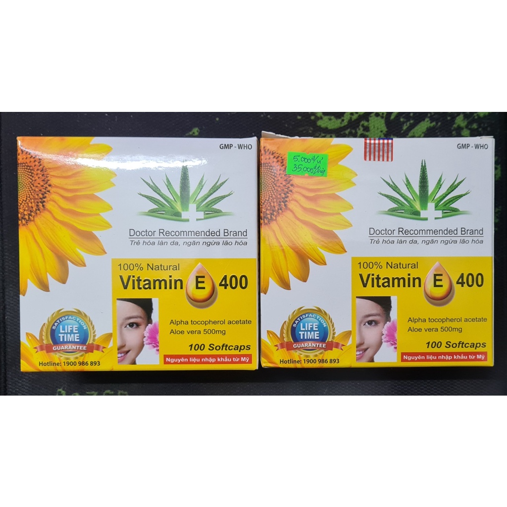 Vitamin E 400 Hộp 100 viên - Trẻ hóa làn da, ngăn ngừa lão hóa