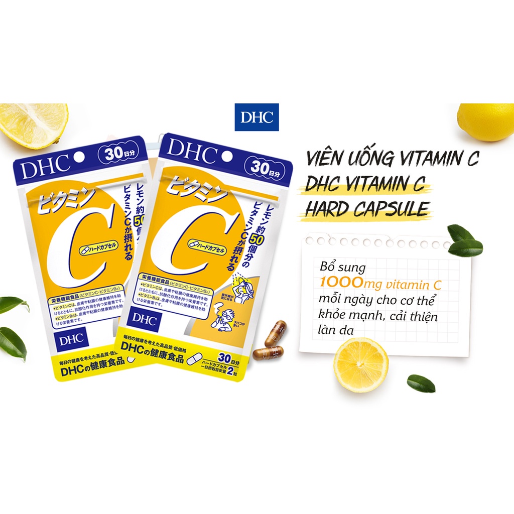 Viên uống DHC Bổ sung Vitamin C Nhật Bản giúp sáng da, mờ thâm, ngừa mụn, tăng đề kháng 30 ngày và 90 nga
