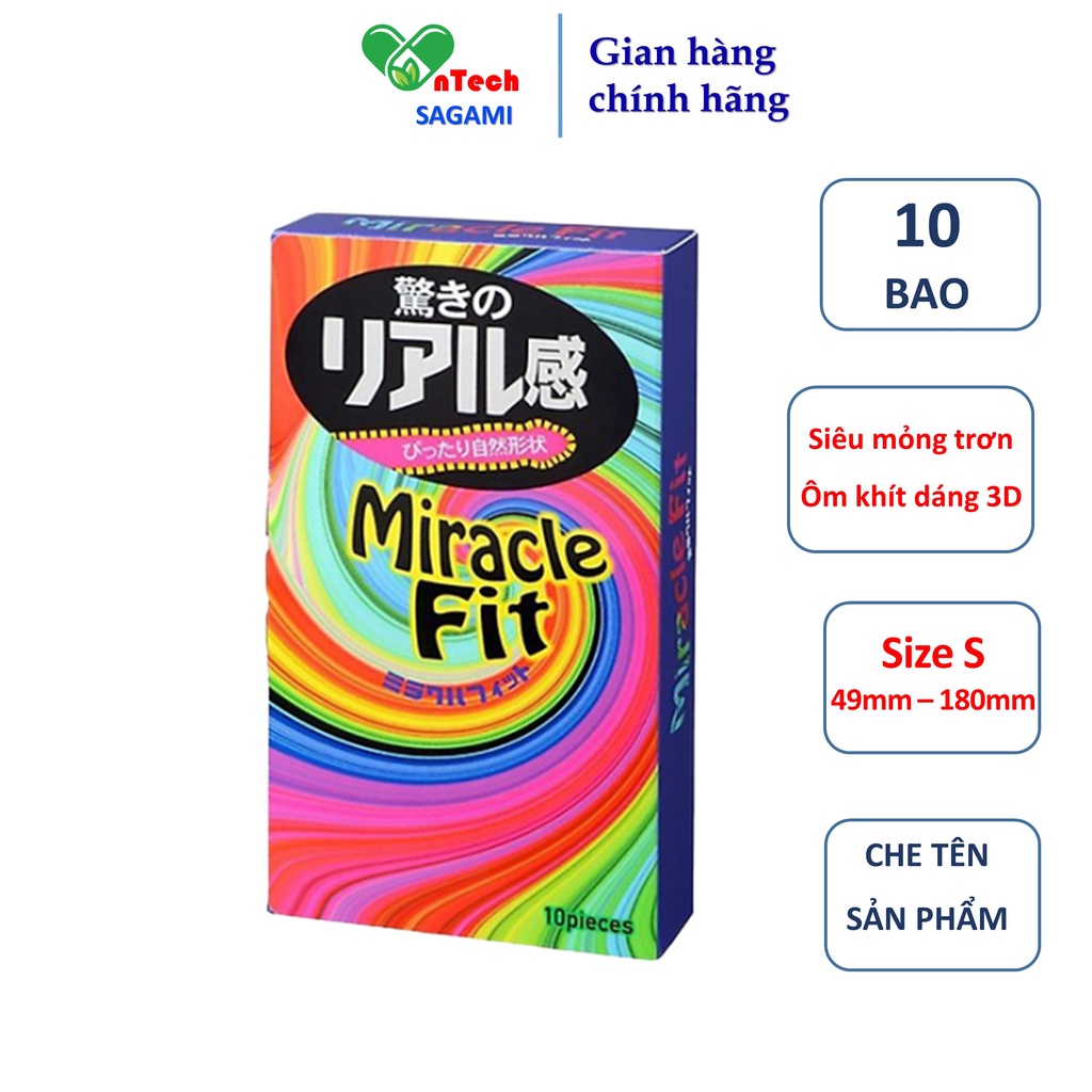 Bao cao su siêu mỏng kiểu dáng 3D ôm khít size nhỏ 49mm MIRACLE FIT hộp 10 bcs powermen - Ảnh 2
