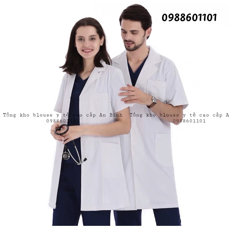 Áo choàng blouse trắng bác sĩ, blu bác sĩ nam, nữ - Ảnh 3