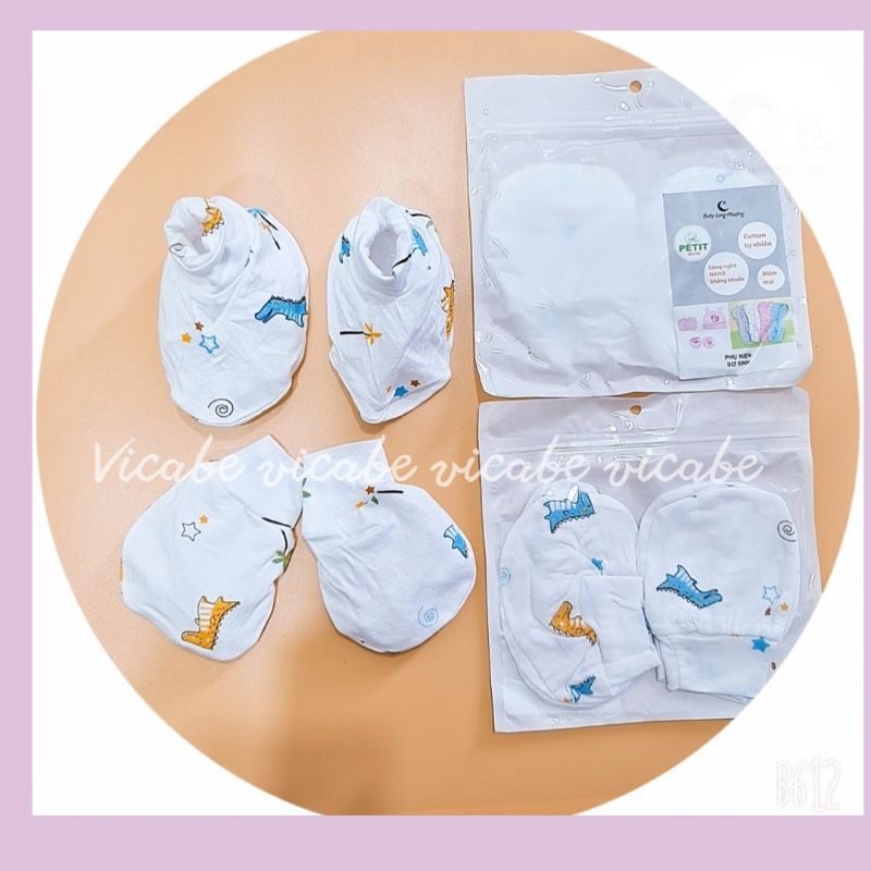 Combo 3 chi tiết nón, bao tay, bao chân chất thun lạnh cho bé sơ sinh siêu mềm mát