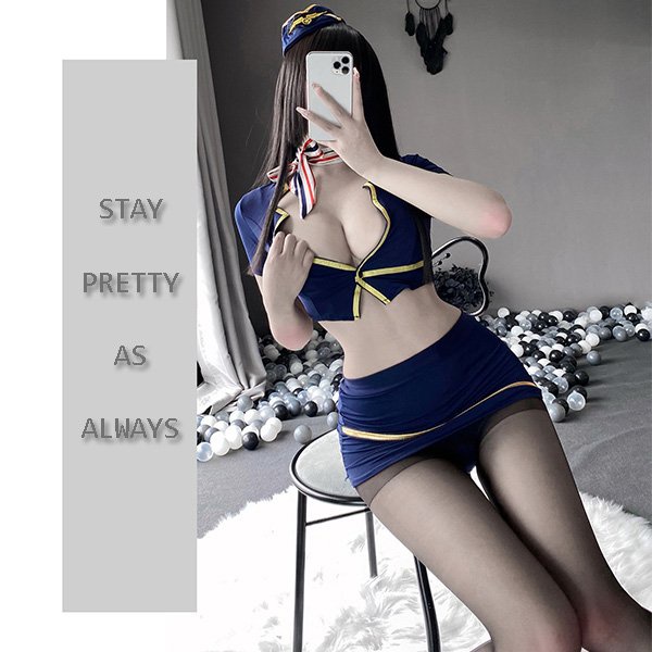 Cosplay tiếp viên hàng không ôm body cao cấp sex đồ ngủ nữ thư ký anime xẻ ngực gợi cảm quyến rũ BIKI HOUSE N723 - HCM - Ảnh 3