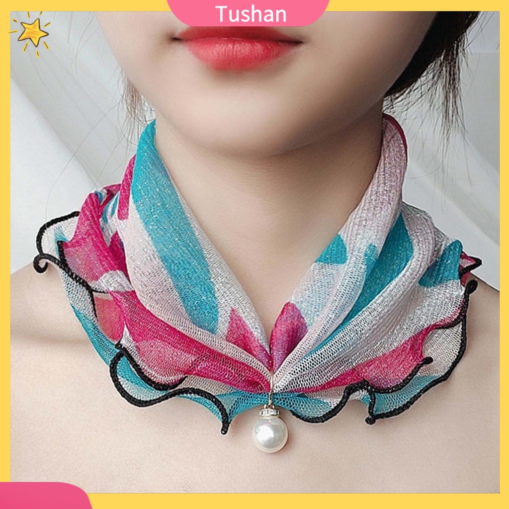 Khăn choàng cổ đính ngọc trai giả thời trang cho nữ - Ảnh 3