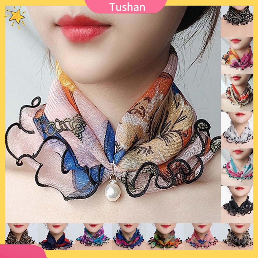 Khăn choàng cổ đính ngọc trai giả thời trang cho nữ - Ảnh 2