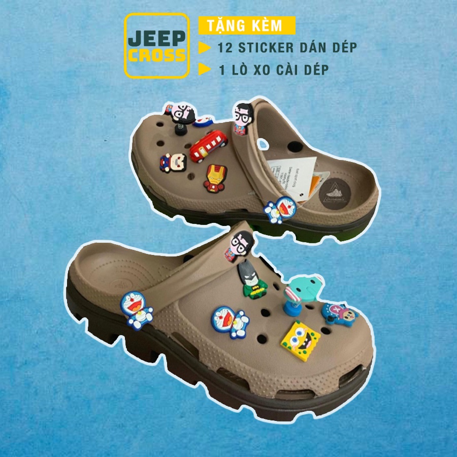 Dep cross nam chinh hang quai ngang DUET NâU 1 khuyến mãi kèm theo 12 sticker dép crocs