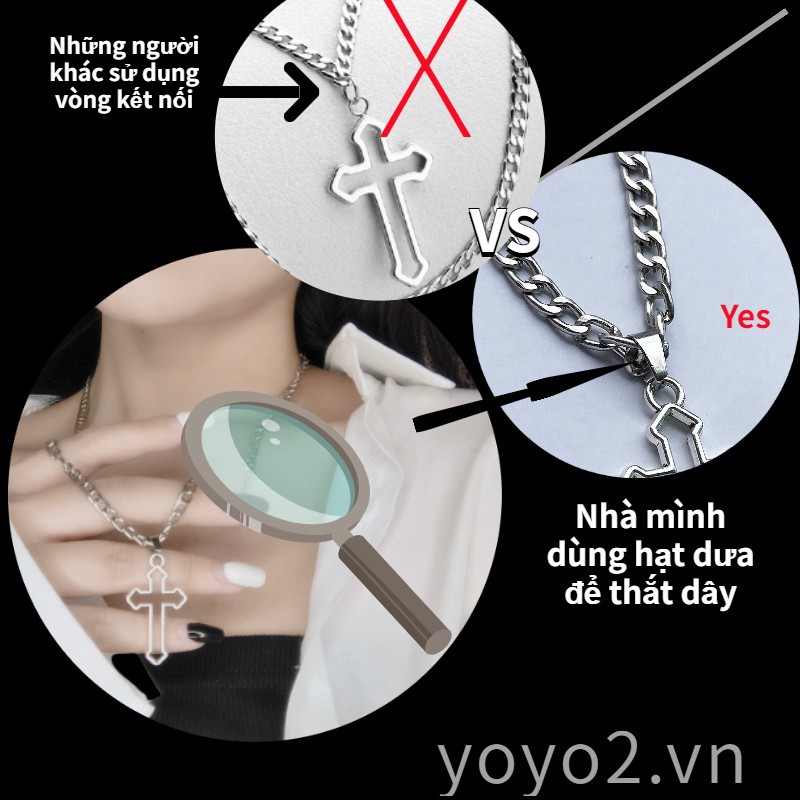 Dây Chuyền Cá Tính Phong Cách Vòng cổ chữ thập Gothic Hàn Quốc Đơn Giản Cho Cả Nam Và Nữ