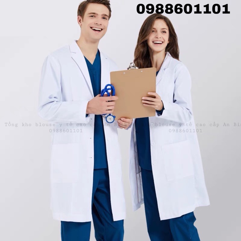 Áo choàng blouse trắng bác sĩ, blu bác sĩ nam, nữ
