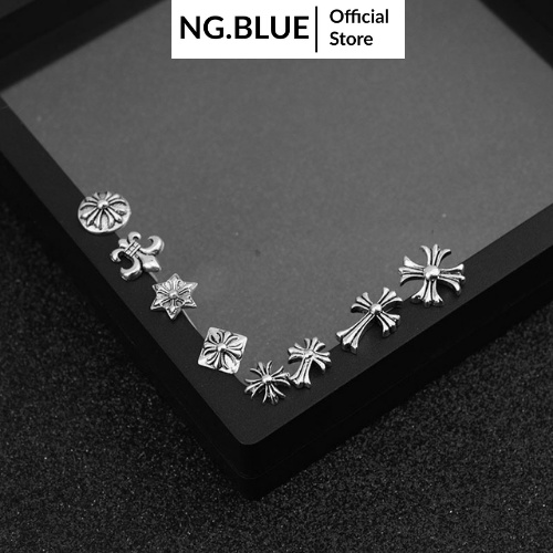Khuyên tai chrome heart bạc S925 không gỉ thời trang đẹp hiphop nam và nữ,bông tai chorme heart bạc nam KT4.