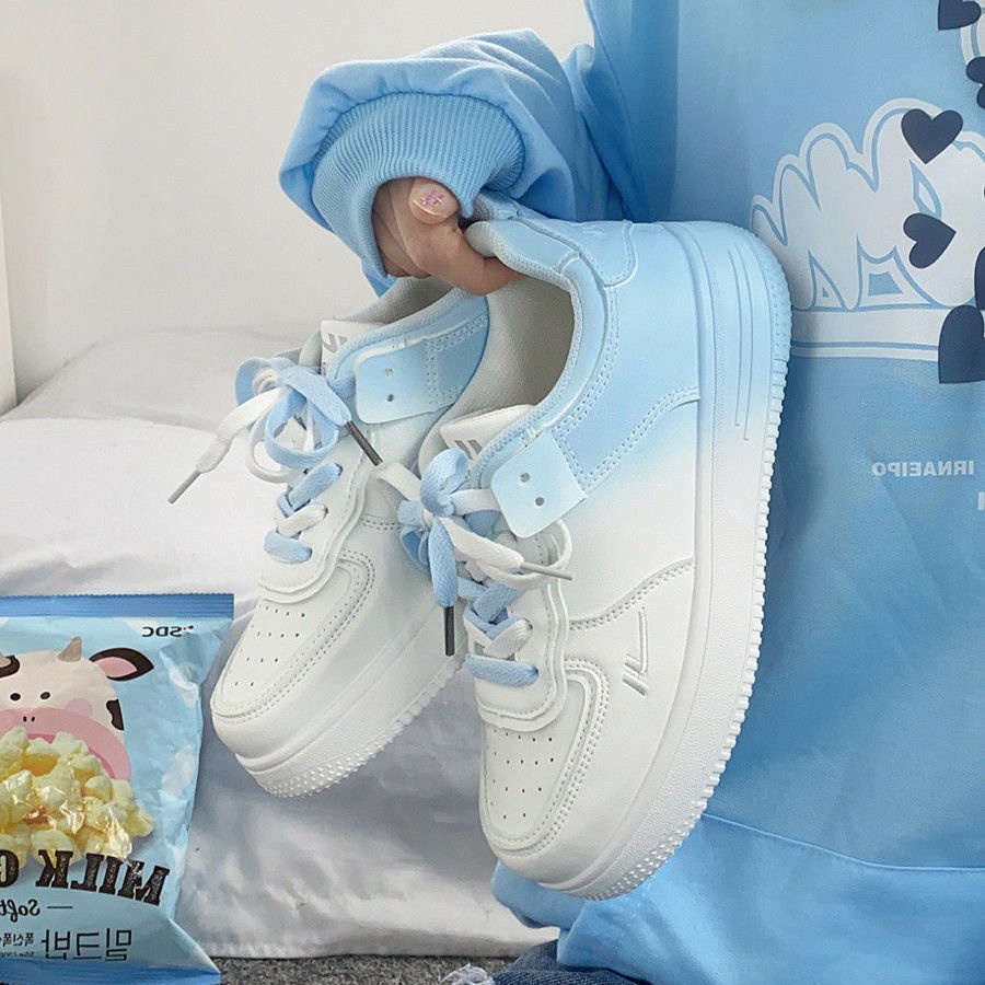 Giày thể thao nữ đi học sneaker độn đế trắng giá rẻ TTH313 - Ảnh 2