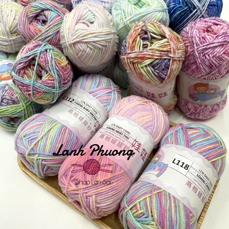 Len Baby Yarn Màu Loang Chính Hãng, Siêu Mềm Mại