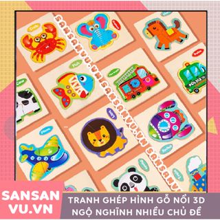 Tranh ghép hình 3D gỗ nổi nhiều mẫu cho bé vừa học vừa chơi