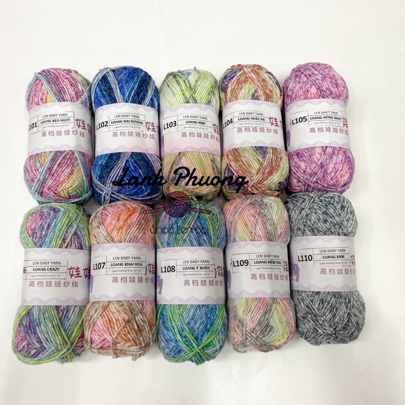 Len Baby Yarn Màu Loang Chính Hãng, Siêu Mềm Mại - Ảnh 4