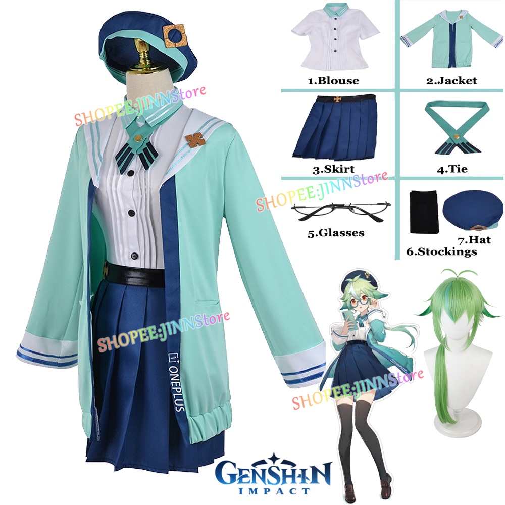JINN COD ONEPLUS Bộ Trang Phục Cosplay Nhân Vật Anime Genshin Impact Va Chạm Sucrose JK Cho Nữ - Ảnh 3