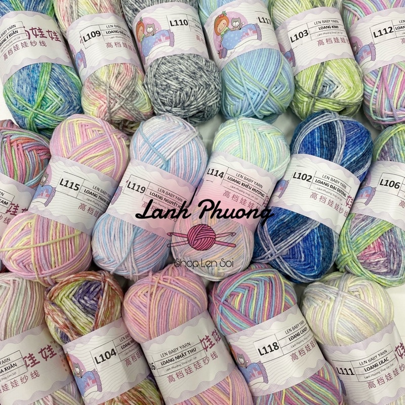 Len Baby Yarn Màu Loang Chính Hãng, Siêu Mềm Mại - Ảnh 3
