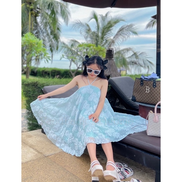 Đầm xoè cổ yếm cao cấp chất liệu organza thêu hoa , sang chảnh - 262 - Ảnh 4