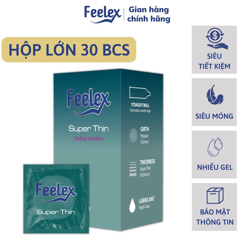 Bao cao su ozo Feelex superthin hộp 30 bcs