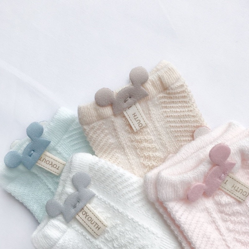 Tất điều hòa cao cổ cotton thoáng khí họa tiết Mickey cho bé từ 0-3 tuổi
