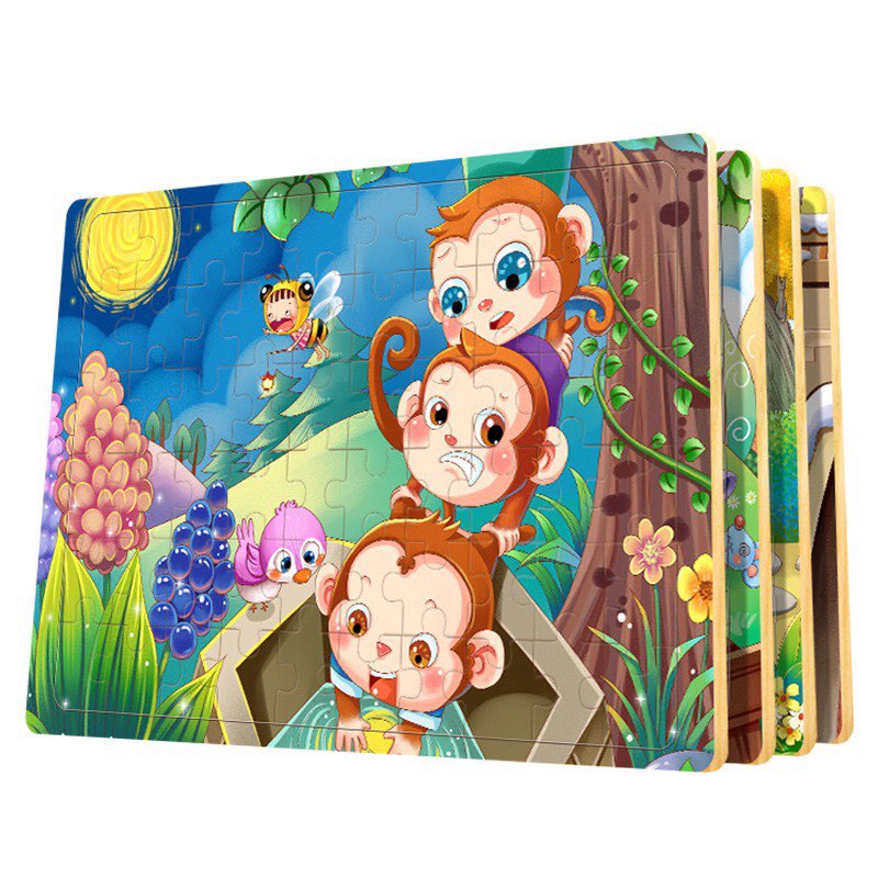 Tranh ghép hình puzzle cho bé 60 mảnh, giúp phát triển tư duy toàn diện cho bé, bộ xếp hình gỗ
