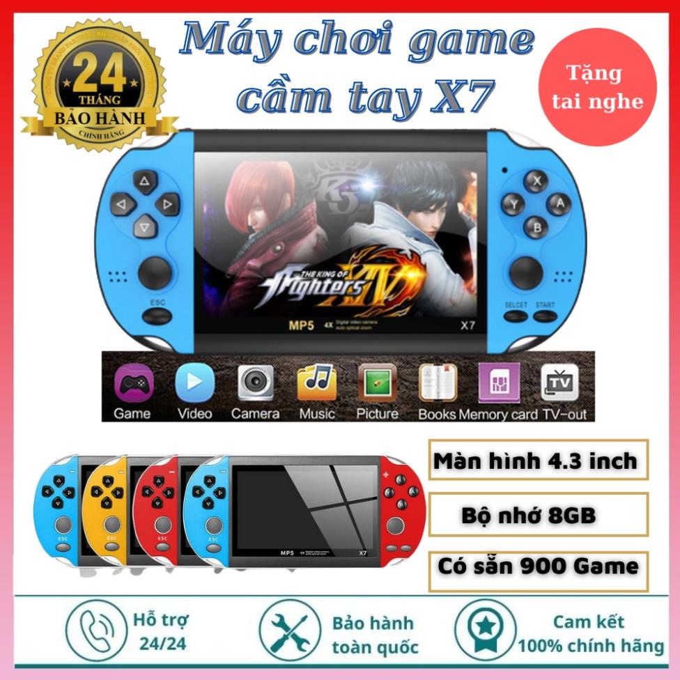 Máy chơi game cầm tay X7 gồm 900 trò, màn hình 4.3 inch , nghe nhạc, xem phim, đọc sách - Bảo hành 1 năm